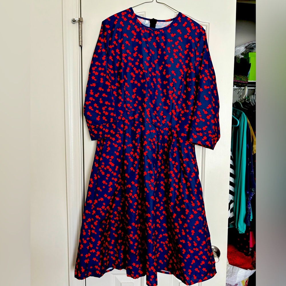 Red and blue floral maxi dress. pinup-esque’